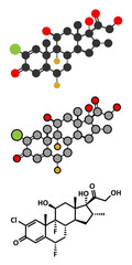 Halometasone topical corticosteroid drug molecule.