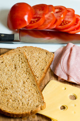 Prepare breakfast brown bread sandwich.