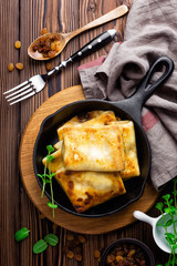 sweet pancakes stuffed cottage cheese