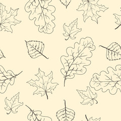 Leaves branches seamless pattern background. Vector illustration.