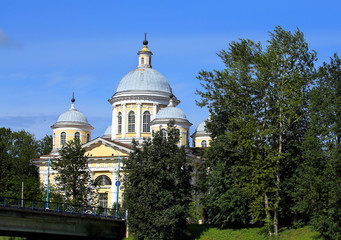 Fototapeta na wymiar Cathedral complex in the small russian city of Torzhok