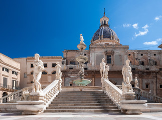 Stairs of the fountain in Piazza Pretoria, Palermo