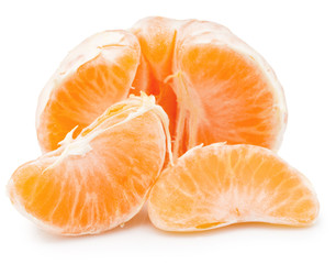 tangerine slices isolated on the white background