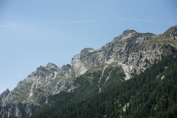 Fototapeta na wymiar summer alps mountains with clear blue sky;
