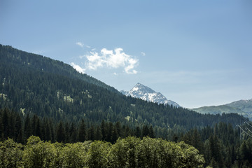 summer alps mountains with clear blue sky;