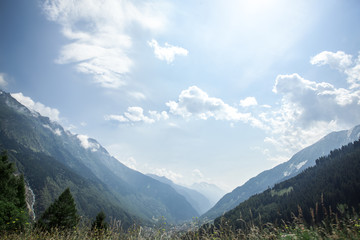 summer alps mountains with clear blue sky;