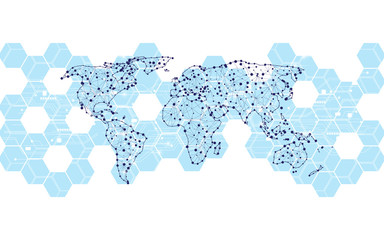 Fototapeta premium abstract world map background hexagons pattern innovation tech concept