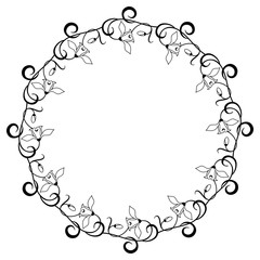 Round floral silhouette frame