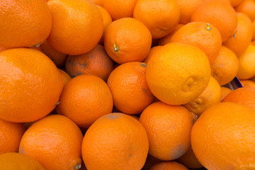fresh mandarin oranges on market.  oranges fresh fruit.  clement