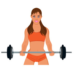 Fototapeta na wymiar sporty woman exercising with barbell