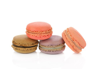 Colorful macaroons isolate on white background.