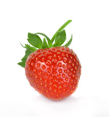 Fresh strawberries were placed on a white background