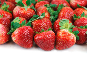 close up on fresh strawberries background
