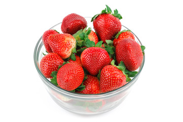 fresh strawberry in glass bowl