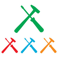 Tools sign. Colorfull set