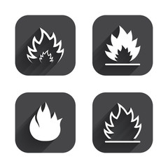Fire flame icons. Heat signs.