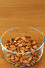 Maple Glazed Almonds in a Glass Bowl