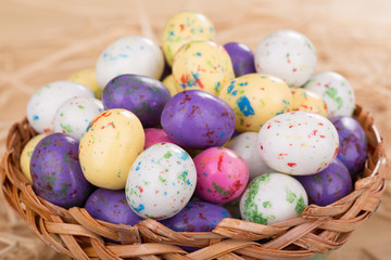 Colorful Easter Egg Candy in a Basket