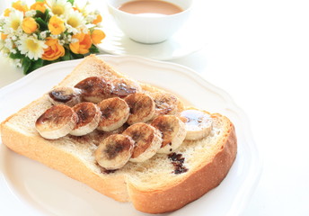 homemade , banana and chocolate on bread
