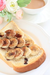 homemade , banana and chocolate on bread