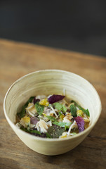 asian fusion fish and fresh herb noodle soup