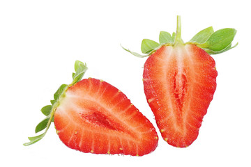 Close up of fresh strawberry isolated on white background