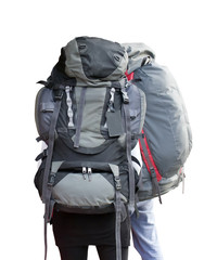 traveler with backpack walking isolated [clipping path] 