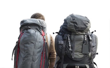 traveler with backpack walking isolated [clipping path] 