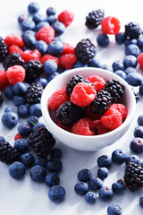 blueberries, raspberries and black berries. fresh berries