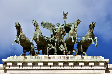 Quadriga with Goddess of Justice at hte top of old Palace of Justice in Rome
