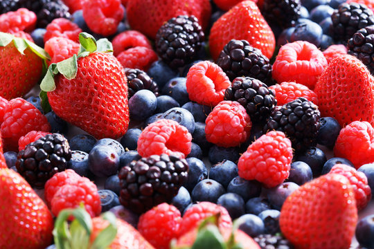 strawberries, blueberries, raspberries and black berries.