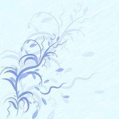 abstract blue background with leaves illustration