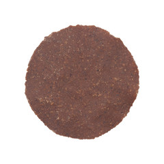 Circle dry crushed bean sheet isolated on white from Thailand