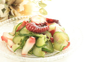 Japanese food, Octopus and cucumber pickled Aimono