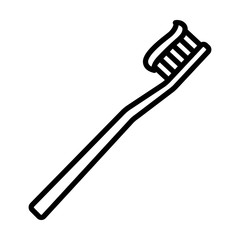 Toothbrush / tooth brush with toothpaste line art icon for apps and websites