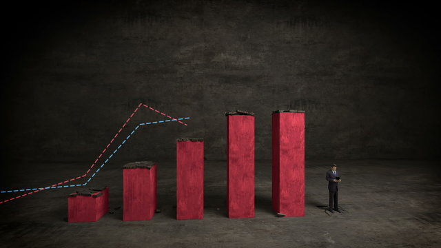 Businessman on increase bar graph with money sign and arrow, rising market(included alpha)