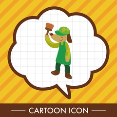 animal dog worker cartoon theme elements