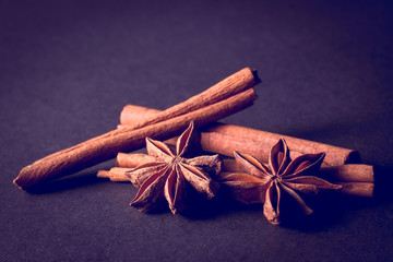 cinnamon sticks with filter effect retro vintage style