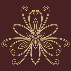 Floral golden pattern with fine arabesques. Abstract oriental ornament
