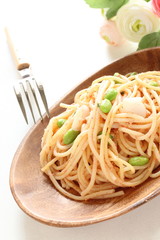 Edamame and squid Mentaiko pasta