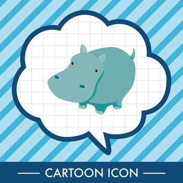 animal hippo cartoon theme elements