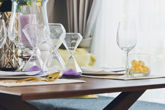 elegant dining table,Detail image of Place settings on elegant dining table