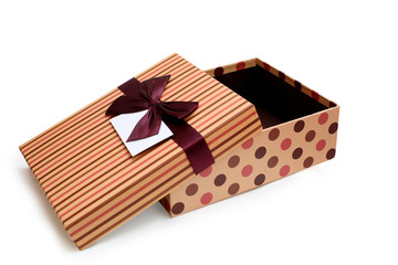 rectangular gift box with bow on white background