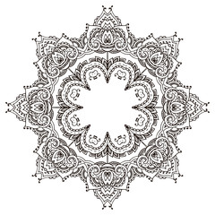 Vector mandala with hand drawn floral  henna elements.