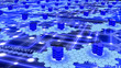 hexagon supercomputer network on blue.