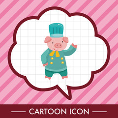 animal pig chef cartoon theme elements