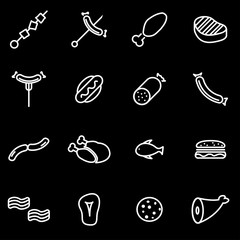 Vector line meat icon set. Meat Icon Object, Meat Icon Picture, Meat Icon Image - stock vector