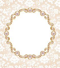 Card with pearl frame