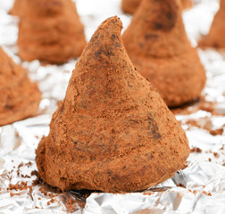 Chocolate truffles on ? food aluminum foil