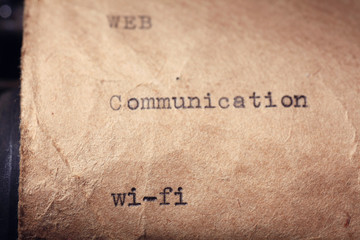 Vintage inscription made by typewriter